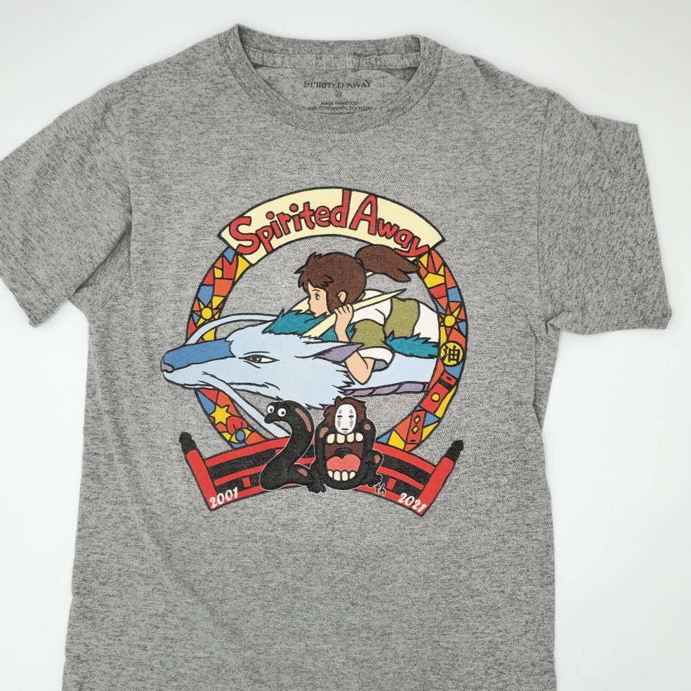 Spirited‎ Away 20th Anniversary Graphic T-Shirt Gray Studio Ghibli Anime Tee XS